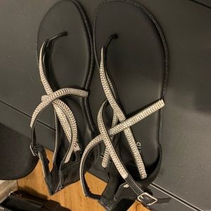 Torrid black strappy sandal with silver straps